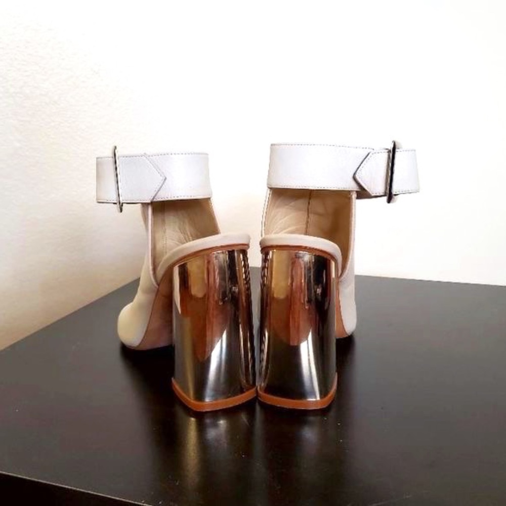 Dee Keller Off White Mirrored Heel Ankle Boots/Booties